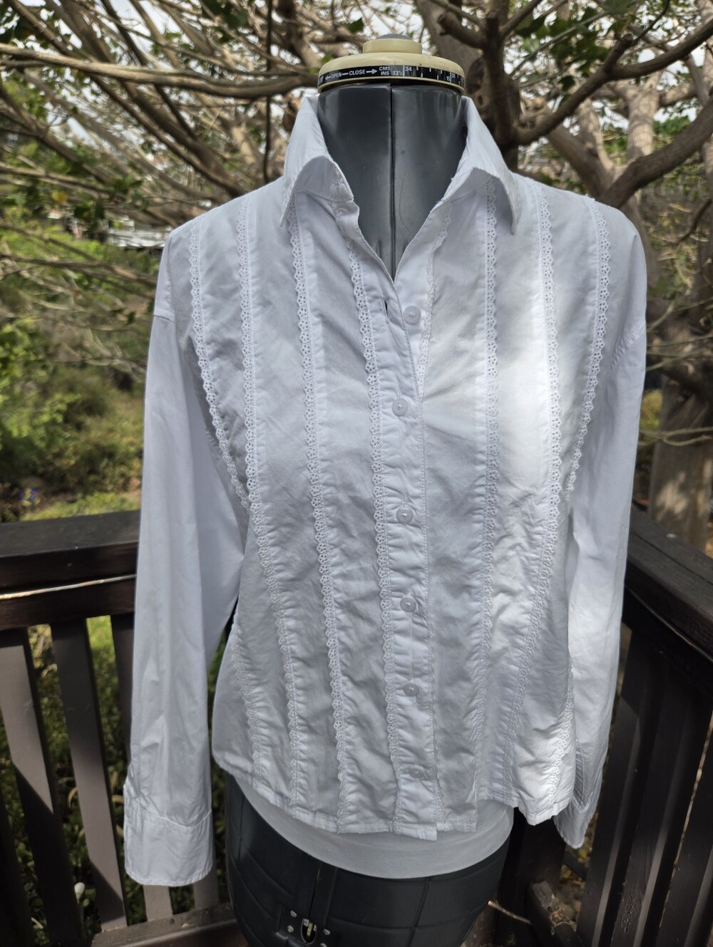 Vintage Patchwork Skirt in Navy and Cream + White Gap Cotton Blouse Extra Small - Picture 11 of 14